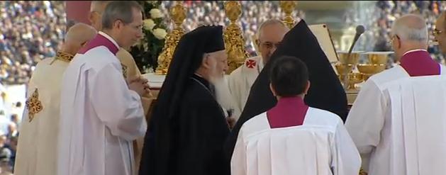Patriarhul Ecumenic la întronizarea Papei Francisc I
