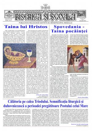 Număr nou al revistei „Biserica şi Şcoala" a Arhiepiscopiei Aradului