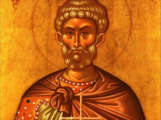 Troparul Sfinților Mucenici Victor, Vichentie și al Sfântului Mare Mucenic Mina (în limba greacă)