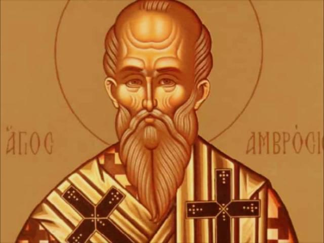 Troparul Sfântului Ierarh Ambrozie, Episcopul Mediolanului (în limba greacă)