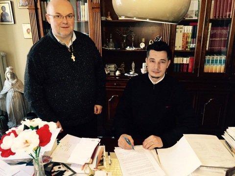 Semnarea Acordului de Comodat pentru biserica „Sf. Ap. Andrei”, filia Parohiei „Sf. Sp. Petru si Pavel” din ASTI