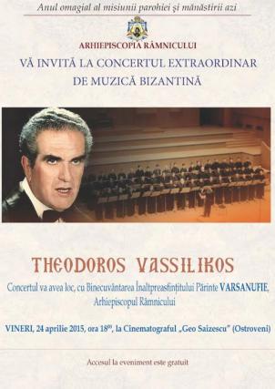 Concert extraordinar de muzică psaltică: Theodoros Vassilikos la Râmnicu Vâlcea