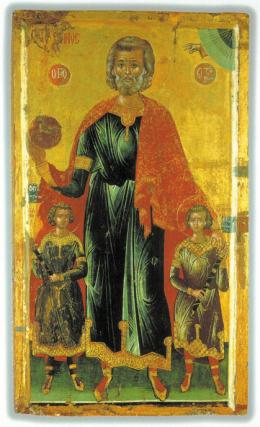 Sfântul Mare Mucenic Eustatie, cu cei doi fii: Agapie și Teopist
