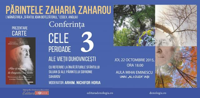 Părintele Zaharia Zaharou de la Essex (Marea Britanie) conferențiază la Iași