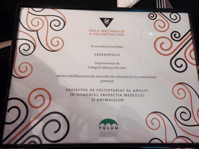 Activitățile de voluntariat ale Colegiului Sfântului Nicolae, premiate la nivel național