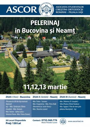 Pelerinaj la mănăstirile bucovinene și nemțene, organizat de ASCOR Iași