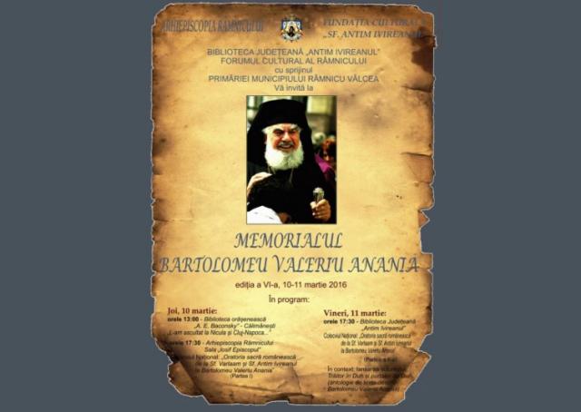 A VI-a ediţie a „Memorialului Bartolomeu Valeriu Anania”, în Arhiepiscopia Râmnicului