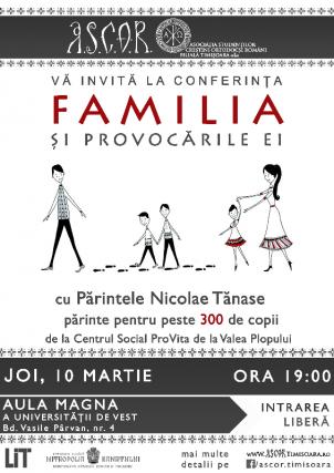 „Familia și provocările ei”, în Aula Magna a Universității de Vest din Timișoara