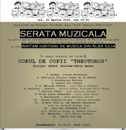 Serată muzicală la Facultatea de Teologie Ortodoxă din Alba Iulia