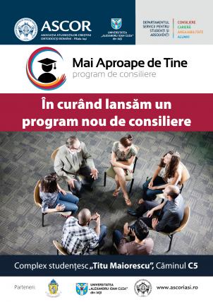 Un nou program de consiliere pentru studenți, coordonat de ASCOR Iași împreună cu „Departamentul de Servicii pentru Studenți și Absolvenți”