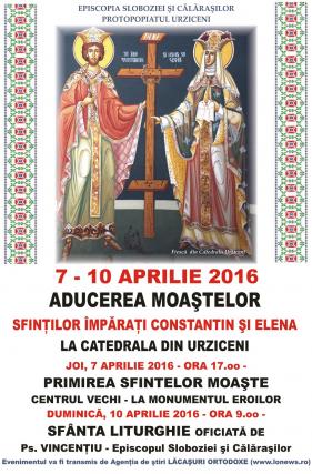 Moaștele Sfinților Împărați Constantin și Elena au sosit la Urziceni