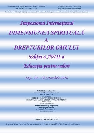 Astăzi debutează lucrările Simpozionului Internațional „Dimensiunea Spirituală a Drepturilor Omului”