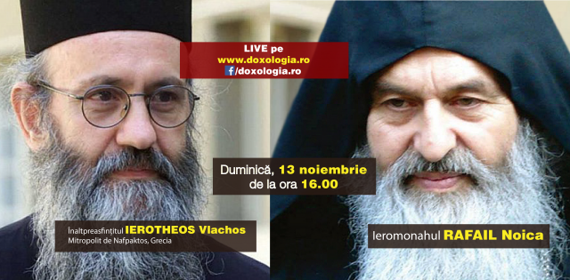 Înaltpreasfințitul Ierótheos Vlachos și Ieromonahul Rafail Noica, la „Întâlnirea cu Duhovnicul”