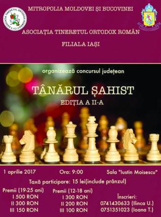 Pe 1 aprilie va avea loc concursul „Tânărul şahist“