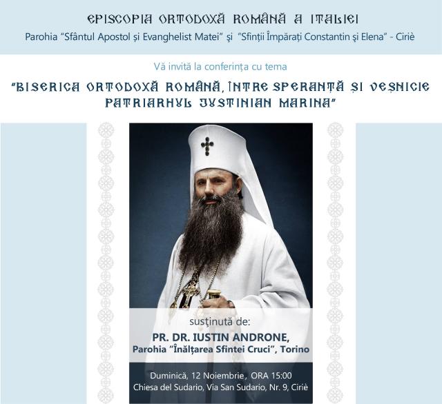 Conferință despre Patriarhul Justinian Marina, în Parohia Ciriè