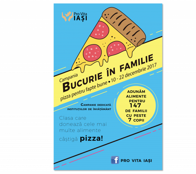 Patru licee din Iaşi implicate în Campania Bucurie în Familie – pizza pentru fapte bune