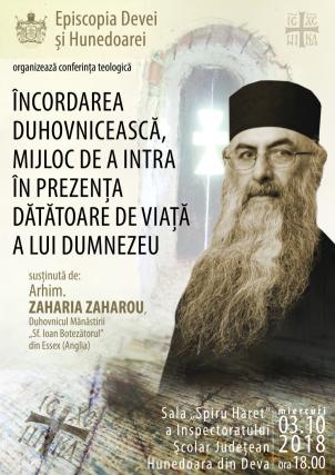 Părintele Zaharia Zaharou va conferenția la Deva