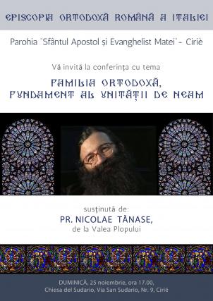 Conferința „Familia ortodoxă, fundament al unității de neam”, în Parohia Ciriè