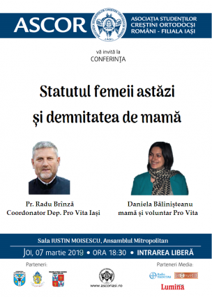 O nouă conferință ASCOR: „Statutul femeii astăzi și demnitatea de mamă”