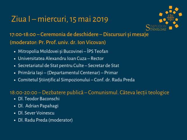 Miercuri debutează cea de-a VII-a ediție a Simpozionului „Dumitru Stăniloae” al Facultății de Teologie Ortodoxă din Iași