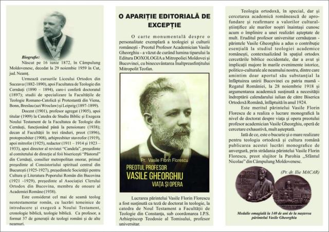 Omagierea părintelui profesor doctor Vasile Gheorghiu în localitatea natală