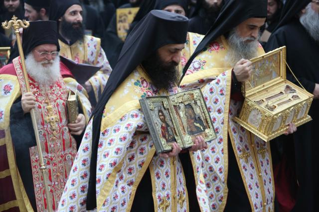procesiunea din Duminica Ortodoxiei de la mănăstirea Vatoped