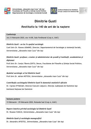 Dimitrie Gusti – restitutio la 140 de ani de la naştere