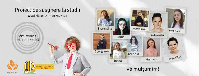 10 copii vor fi susținuți la studii de Pro Vita Iași în anul școlar 2020-2021