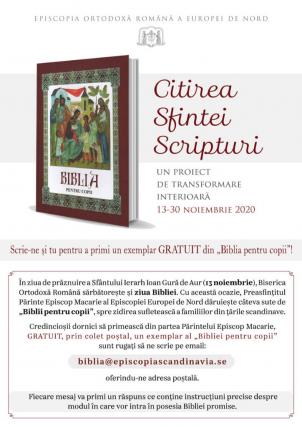 Episcopia Europei de Nord: Citirea Sfintei Scripturi – un proiect de transformare interioară (13-30 noiembrie 2020)