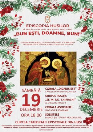 Concert de colinde, pe 19 decembrie, în curtea Catedralei Episcopale din Huși