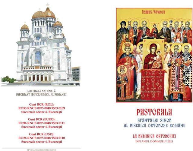 Pastorala Sfântului Sinod al Bisericii Ortodoxe Române la Duminica Ortodoxiei din anul Domnului 2021