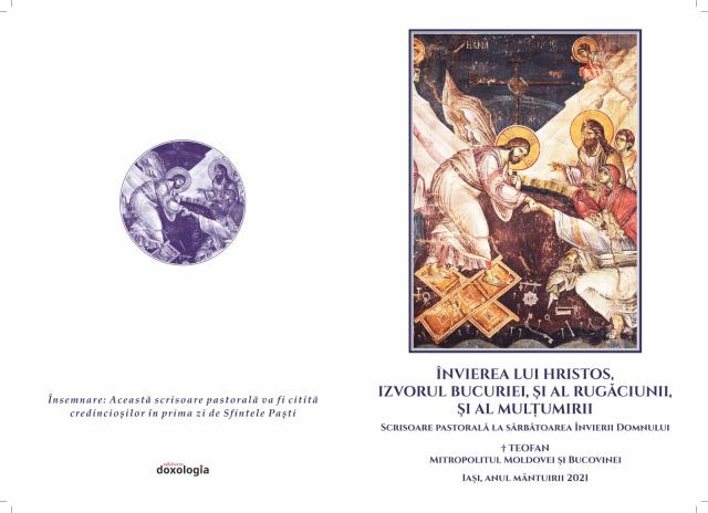 IPS Teofan, Mitropolitul Moldovei și Bucovinei: Învierea lui Hristos, izvorul bucuriei, şi al rugăciunii, și al mulțumirii (Scrisoare pastorală, 2021)