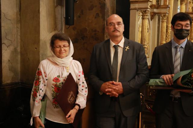 (Video) Masterclass de Cânt Bizantin: Protopsaltul Panagiotis Neochoritis și conf. dr. Maria Alexandru au primit Crucea „Sfântul Ierarh Dosoftei”