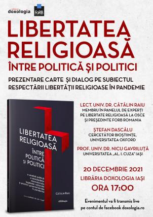 Lansare de carte la Librăria Doxologia din Iași: „Libertatea religioasă între politică și politici”