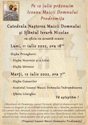 Cinstirea Sfintei Icoane a Maicii Domnului Prodromița, la catedrala din Moineşti