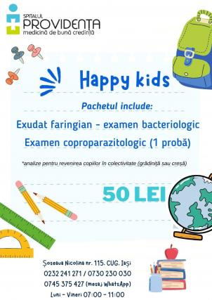 Happy Kids: pachet de analize pentru copii la Spitalul Providența