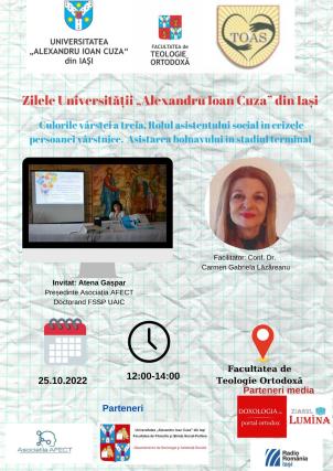 Activități organizate de Specializarea Teologie Ortodoxă Asistență Socială a Facultății de Teologie Ortodoxă în contextul Zilelor Universității Alexandru Ioan Cuza din Iași – 24-25 octombrie 2022