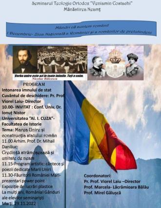 104 ani de la formarea României Mari, sărbătoriți la Seminarul de la Mănăstirea Neamț
