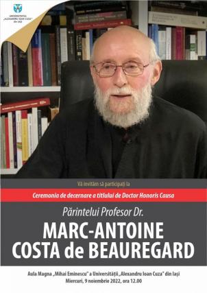 Părintele Marc-Antoine Costa de Beauregard va deveni Doctor Honoris Causa al Universității „Alexandru Ioan Cuza” din Iași