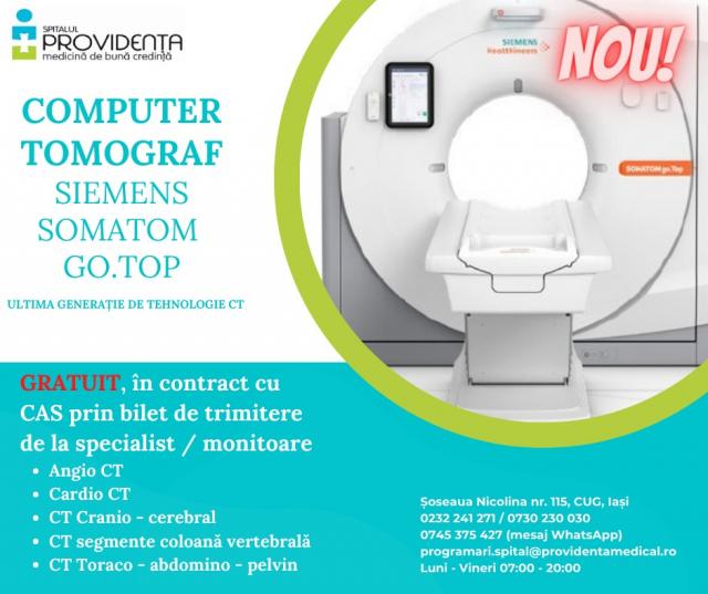 Nou la Spitalul Providența: Computer tomograf SIEMENS Sonatom go. Top