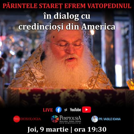 (Video) LIVE: Arhim. Efrem Vatopedinul, în dialog cu credincioși americani