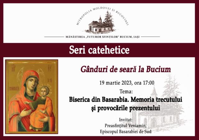 Evenimente ce vor avea loc în Arhiepiscopia Iașilor, în perioada 19-25 martie 2023