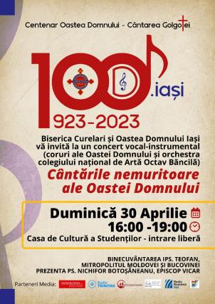La ceas aniversar, Oastea Domnului Iași organizează un concert vocal-instrumental