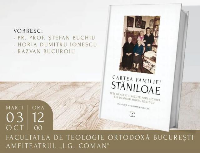 Lansarea volumului „Cartea Familiei Stăniloae” - afișul evenimentului