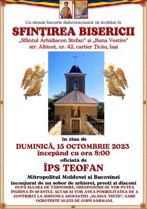 Evenimente care vor avea loc în Arhiepiscopia Iaşilor, în perioada 15–21 octombrie 2023