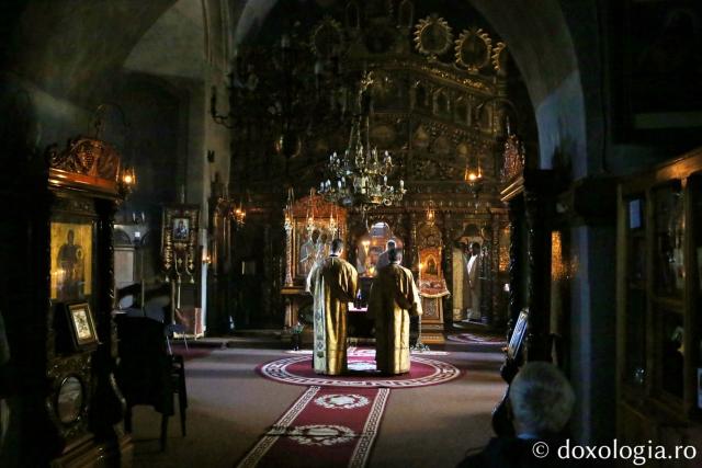 Moment din Sfânta Liturghie oficiată de IPS Teofan, dimpreună cu clericii Biroului de Catehizare al Arhiepiscopiei Iașilor / Foto: Flavius Popa