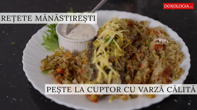 (Video) Varză murată înăbușită, cu pește, la cuptor – rețeta părintelui Silvan de la Sihăstria