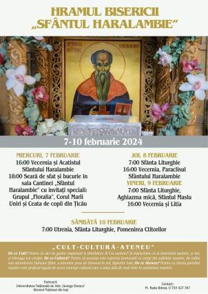 Afișul evenimentelor care se vor desfășura la Biserica Sfântul Haralambie din Iași