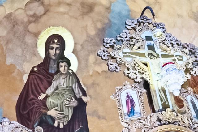 Maica Domnului cu Pruncul - pictura Cuviosului Arsenie de la Prislop
