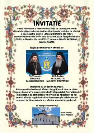 Duminică va fi sfințită biserica Parohiei Bicazu Ardelean I - Telec